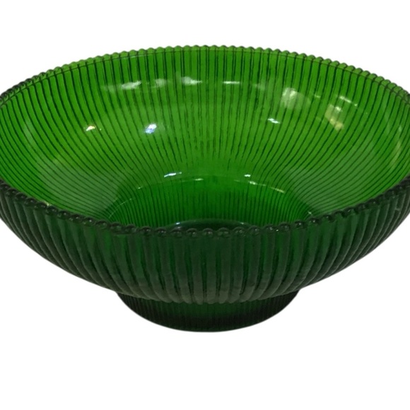 Vintage Hoosier Glass 4054 Emerald Green Ribbed Candy Dish Flower Bowl Vase - Picture 1 of 6